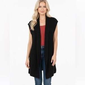 Bay studio black knit sweater cardigan size large